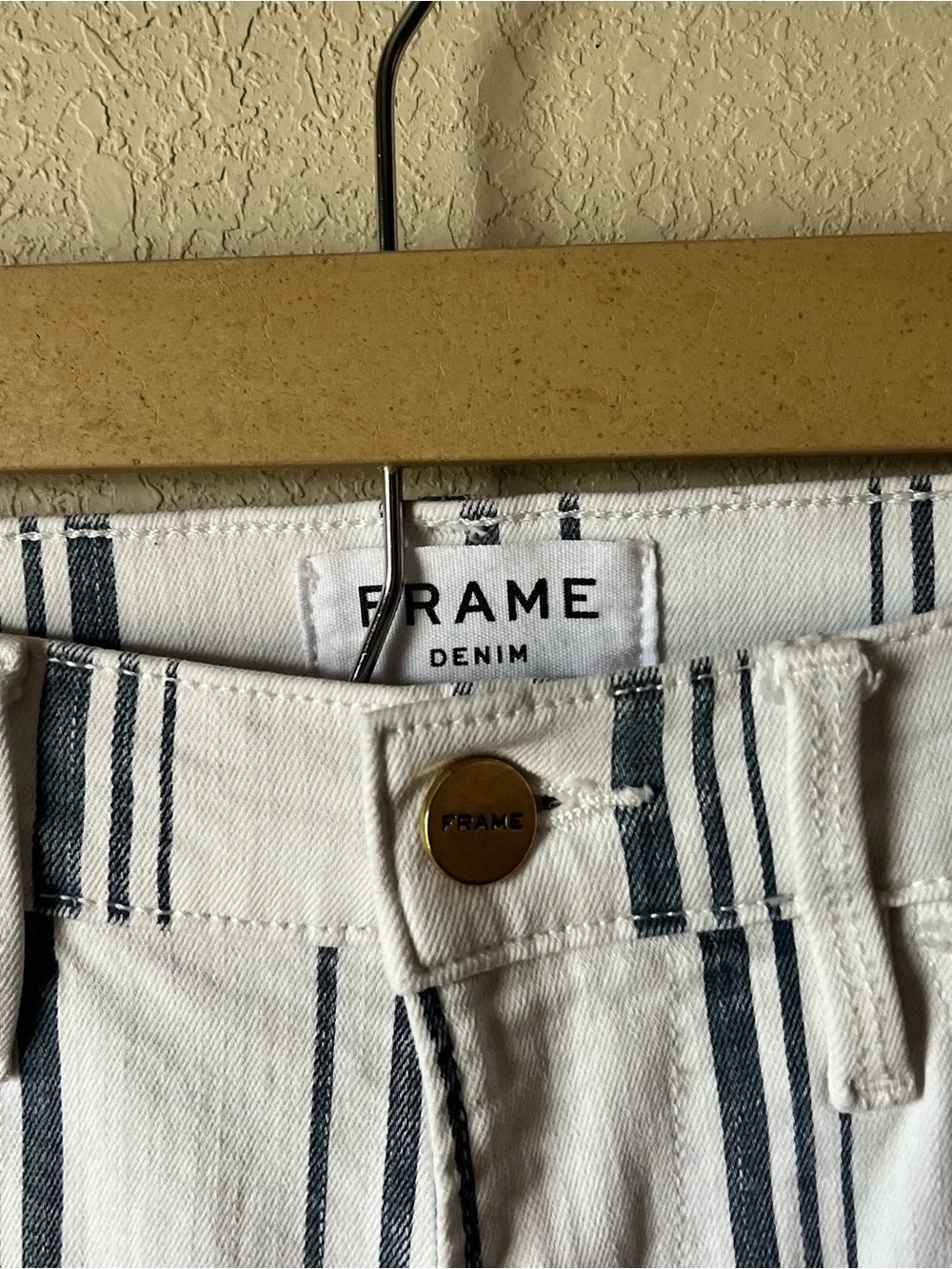 Frame Denim White Striped Flared Jeans